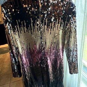 Zara multi color sequin mini dress with long sleeves
